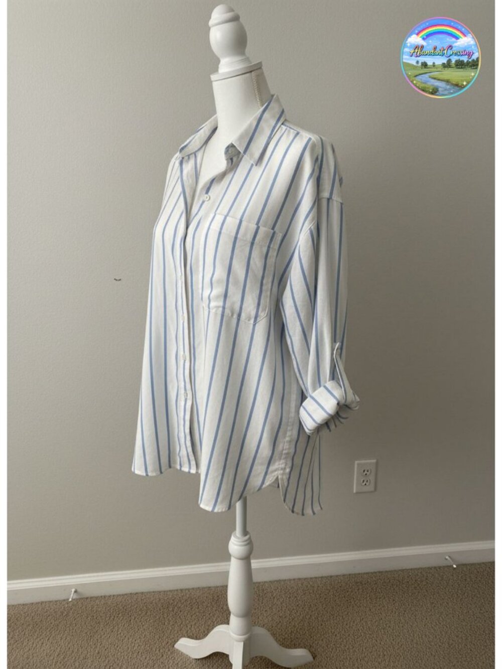 Women's Linen Button Down Shirt Long Sleeve Collared Blouse w/ Pocket